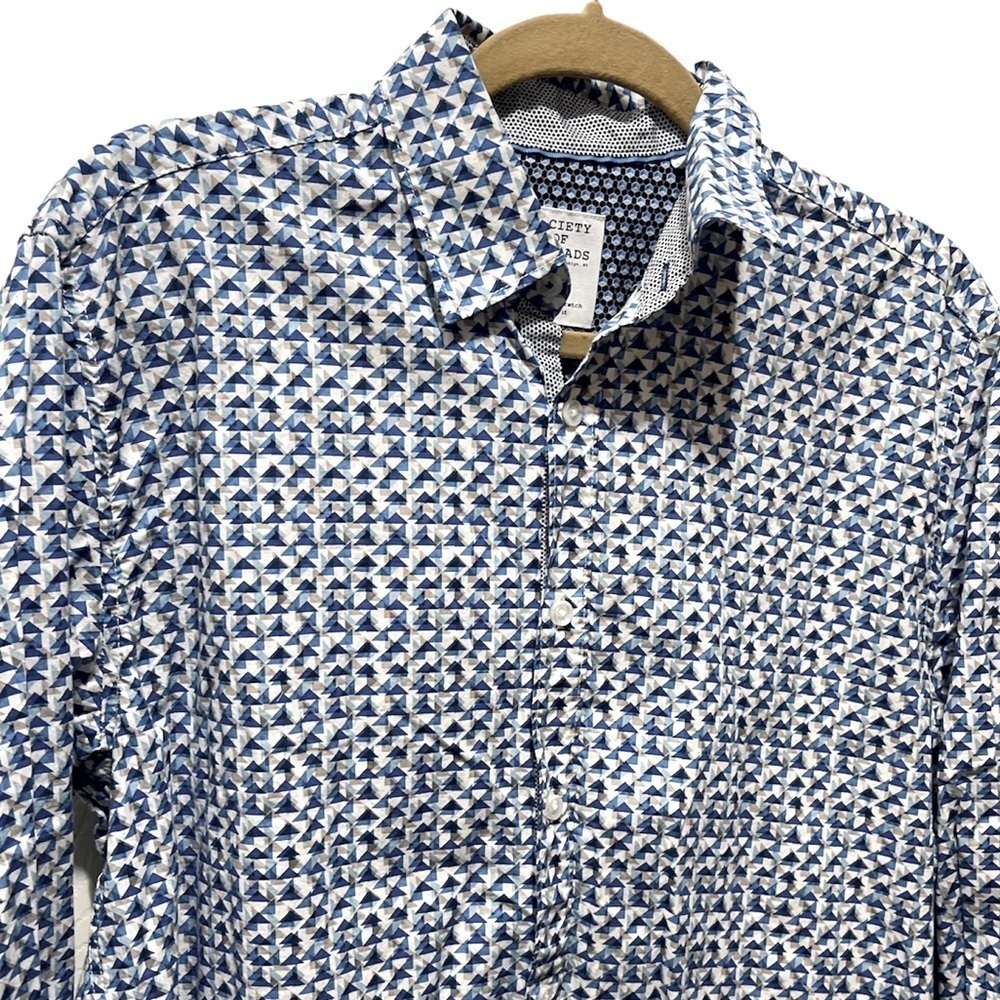 Society of Threads Men’s Slim Geometric Design Long Sleeve Button Shirt Size M - Picture 2 of 4